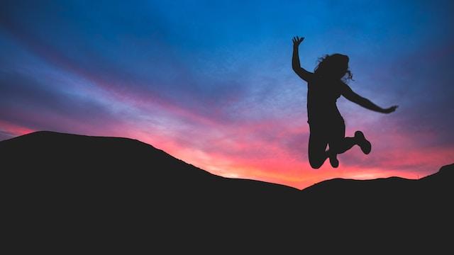 happy woman jumping