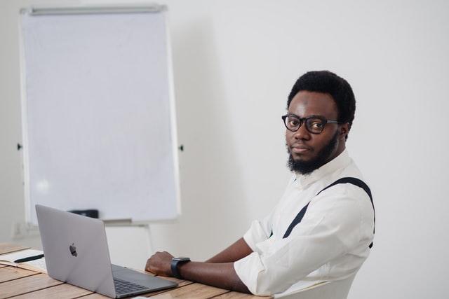 Account manger working on a laptop