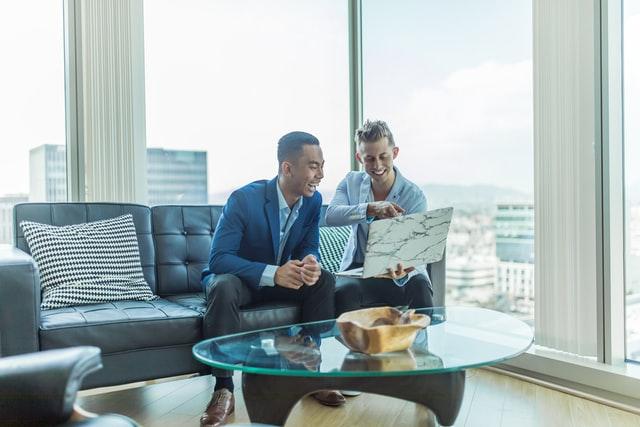 account executive discussing job with client