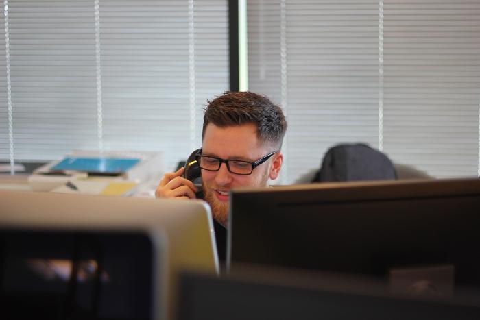 customer service representative talking on phone