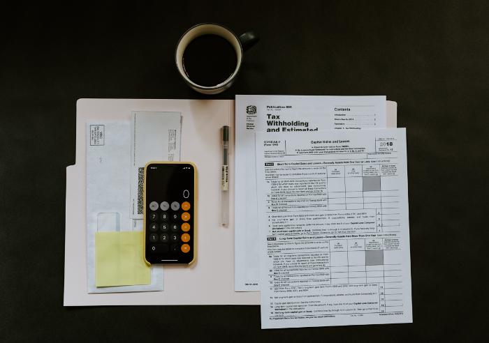 bills and calculator for account administrator